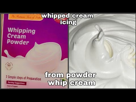 perfect whipped cream from bakers whipping powder in 5 min.#whipping#crem#recipe#whippingcream#