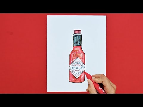 How to draw Tabasco sauce bottle