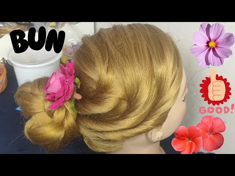 Wow Rose Braid Bun Hair Style😲👌👍🙏||Hair Style For Bride👰‍♀️, #youtube #viralvideo #buntricks #hair