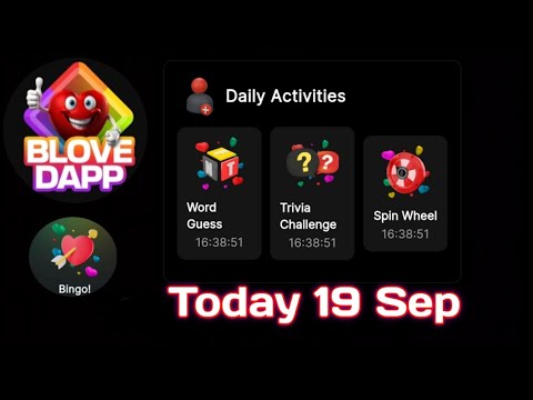 Today 19 Sep Blove DApp Guess Word Trivia Challenge #blovedapp