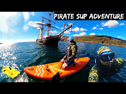 Exploring a PIRATE SHIP by SUP, Freediving  - Underwater Drone!! PORT ERIN ISLE OF MAN