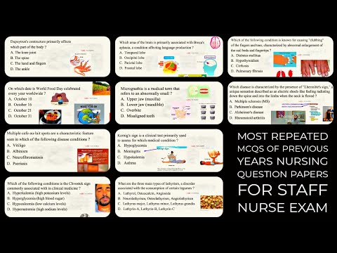 Most repeated MCQs of previous years nursing question papers for staff nurse exam 2023