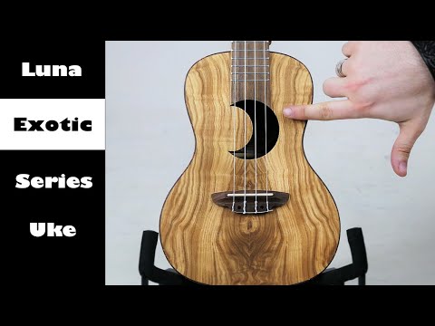 Luna Exotic Crescent Olive Ash Burl Concert Ukulele