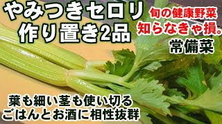 人気【やみつきセロリ2品】毎日食べたい！作り置き常備菜！葉や細い茎も活用！旬のセロリふき味噌と甘酢漬け/漬物/ご飯のお供/簡単副菜レシピ/癌予防/ダイエット