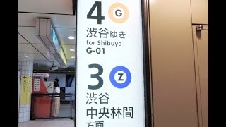 【4K乗換動画】東京メトロ　表参道駅　3-4番線　銀座線・半蔵門線（渋谷方面）―千代田線　乗換え　YI4＋で撮影４K60p