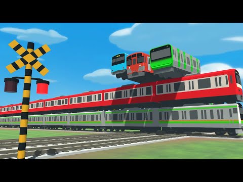 【踏切】飛び越える山手線や西武の電車【カンカン】 | 踏切アニメ Railroad Crossing Animation