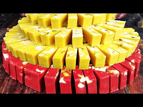 Milk Powder Ice Cream Burfi Making | How to Make Milk Powder Burfi Sweet recipe | Milk Powder Barfi