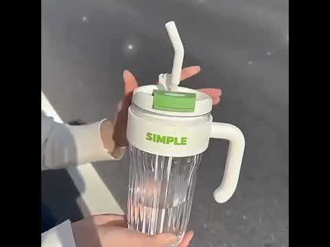 580ML 2in1 Glass Material Water Bottle with Glass Straw