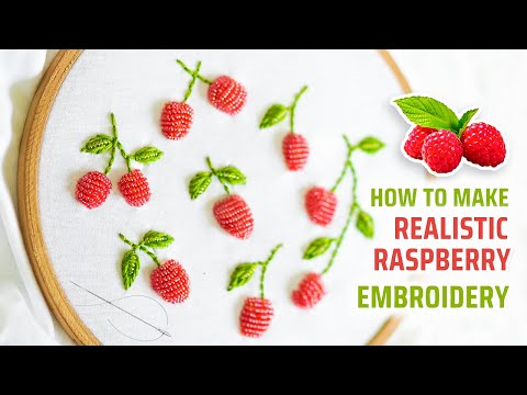 Learn how to make a realistic raspberry embroidery with this easy tutorial! # #embroidery #art #diy