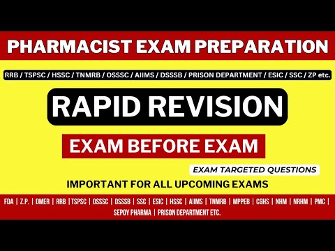 PHARMACIST EXAM PREPARATION / TSPSC / RRB / MHSRB / DMER / AIIMS / ESIC / HSSC / TNMRB / PRISON etc.