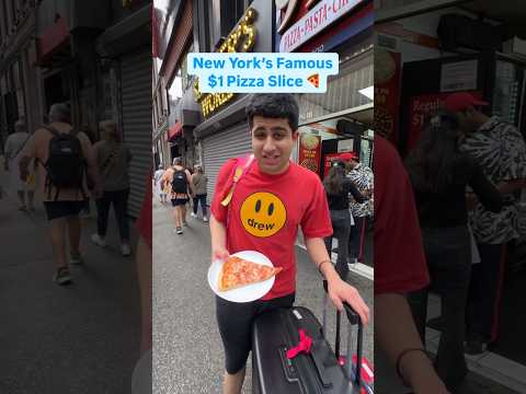 i ate the New York’s Famous $1 Pizza Slice 🍕😍 #1DollarSlice #NewYork #Timessquare