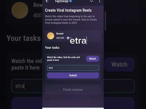 Create viral Instagram reels | Tapswap code | Tapswap code today create viral Instagram reels