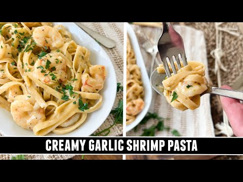 CREAMY Garlic Shrimp Pasta | INSANELY Good 20 Minute Recipe