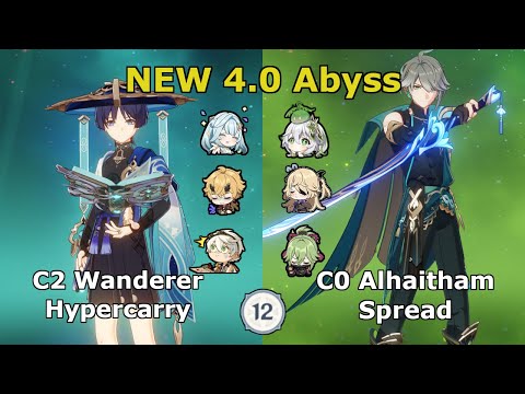 NEW ABYSS!! C2 Wanderer Hypercarry & C0 Alhaitham Spread - 4.0 Spiral Abyss Genshin Impact