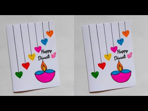 🪔 very easy & beautiful white paper card idea at home/handmade card for diwali/diwali card design