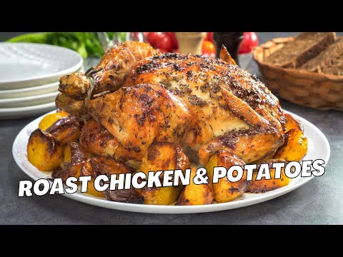 Juicy ROAST CHICKEN and POTATOES Recipe | Herbs & Garlic ROASTED CHICKEN with CRISPY CRUST in Oven.