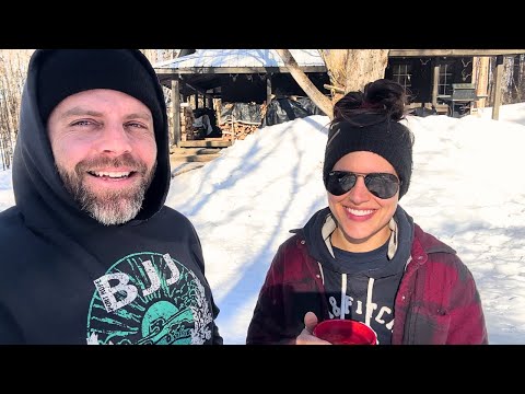 Over Night Trip to the OFF GRID Cabin | SAP Collecting and setting up to boil!  🍁