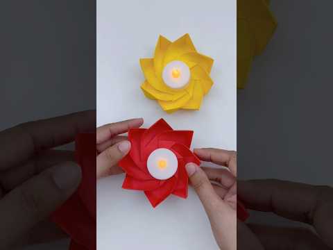 Paper Candle Holder |Origami Diya | Paper Craft |Paper Flower Diya diy easy |Diwali decoration ideas