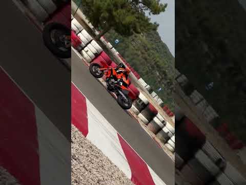 Carving hot asphalt on the prototype 2025 KTM 450 SMR