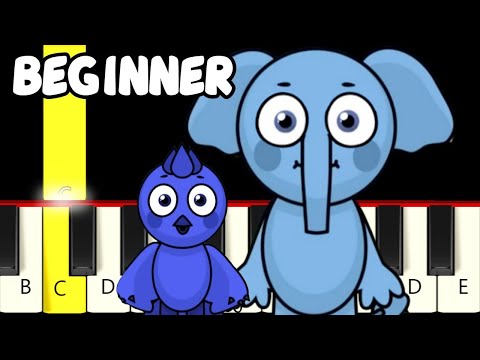 Sprunki ABGERNY Animals - Slow and Easy Piano Tutorial - Beginner