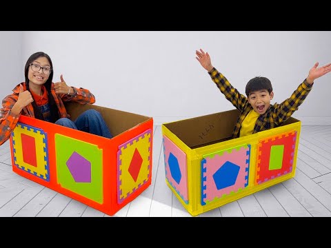 Wendy Maddie and Eric Learn to Clean Up with Box Monster