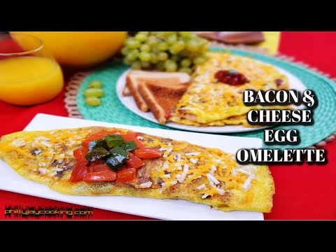 World's Best Breakfast Egg Omelette: How To Make A Bacon & Cheese Omelet