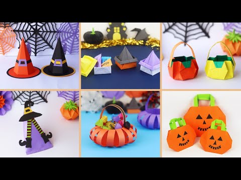 6 DIY Halloween Treat Box/ Basket/ Bags| Easy Halloween Decorations 2022| Halloween Paper Crafts