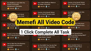 Memefi All Video Codes And Answer | memefi video code