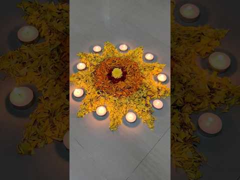 Diwali Flower Rangoli 🪔🌼 l DIY Flower Decoration Ideas #shorts #diwali #rangoli #decor #trending