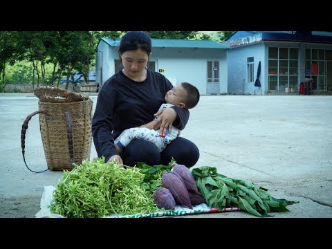 17 year old single mother : Go to the Forest-Pick Papaya Flowers - Go to the Market to Sell