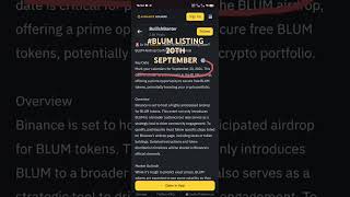 BLUM AIRDROP DATE 20TH SEPTEMBER.#airdrop #viralvideo #blum #crypto