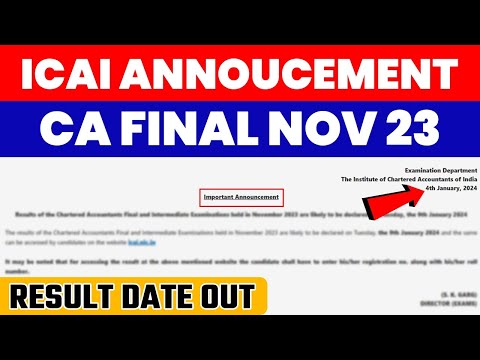 CA Final Nov 23 Result Date | ICAI Announcement CA Final Nov 23 | ICAI Official Result Announcement