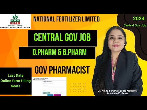 Central Government Job for Pharmacists | NFL Recruitment 2024 | National Fertilizer Limited Pharma