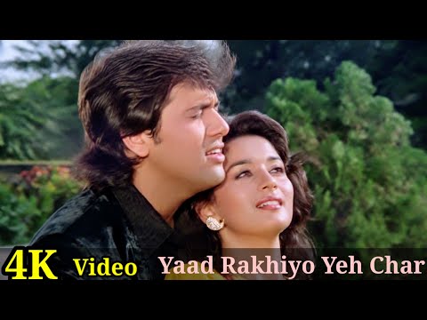 Yaad Rakhiyo Yeh Char 4K Video Song | Izzatdaar | Govinda, Madhuri Dixit, Mohammed Aziz HD