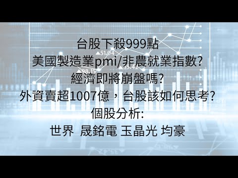 9月4日:PMI製造業低於預期，市場恐慌情緒上升，台股該何去何從? #台股分析 #台積電 #輝達 #AI #美國製造業指數 #非農就業指數 #美國總統大選 #外資大賣