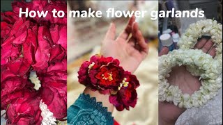 How to make beautiful flower garlands💐# phoolon k gajrays