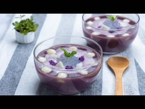 Taro & Purple Sweet Potato Sago Dessert (Tang Yuan) 💜 香芋紫薯西米露牛奶湯圓 [My Lovely Recipes]