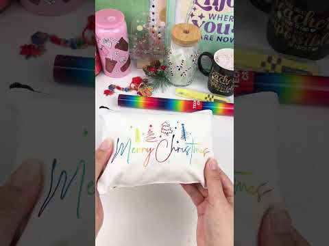 How To Create Merry Christmas Pouch Using Rainbow HTV 🎄