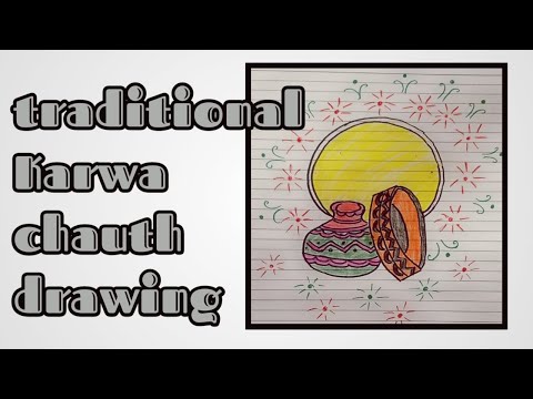 Traditional Karva Chauth Thali/step by step karwa chauth thali drawing/karwa chauth thali