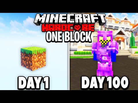 100 Days in ONE BLOCK SKYBLOCK in Hardcore Minecraft...