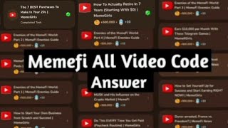 Memefi All Video Codes And Answer | Memefi Code Today | Memefi