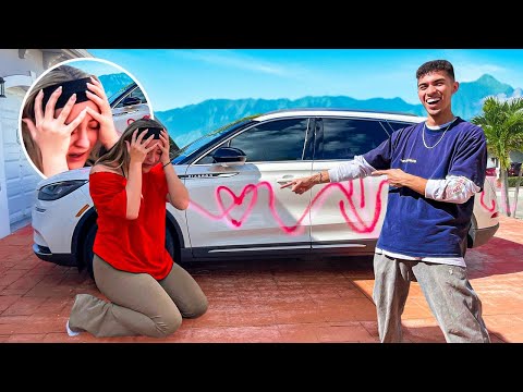 I SPRAY PAINTED MY SISTER IN LAW'S LUXURY CAR *PRANK*