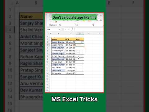 Multiple Age Calculate Single Click | Ms Excel  New Fourmula | #shorts #short #excelcollege