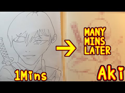 Drawing anime with fountain pen|Aki早川秋|Chainsaw Man|TenK Draws