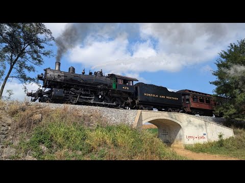 Norfolk and Western #475 Crossing Strasburg Railroad Bridge - Railfanning - Strasburg, PA (9/22/24)