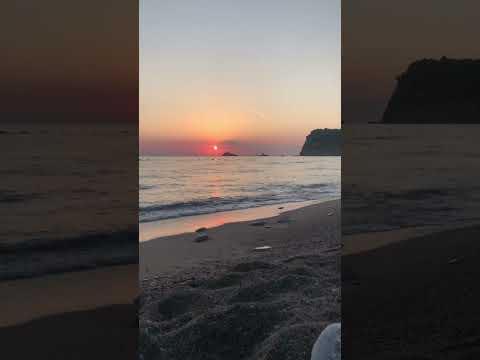 Beautiful sunset view at Buljarica beach in Montenegro filled with relaxing sounds of the sea.