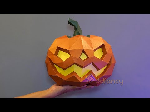 How to make 3D Pumpkin Halloween with Paper | Pumpkin PaperCraft, DIY Low Poly PaperCraft