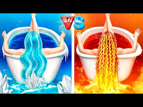 EXTREME HOT VS COLD CHALLENGE! Fire Girl vs Water Girl Were Adopted!