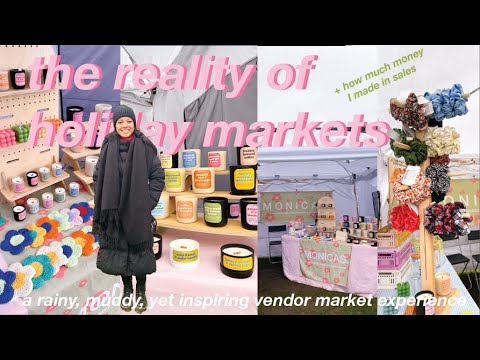 holiday market pop-up shop in the rain vlog // vendor booth setup, candle business, handmade crafts