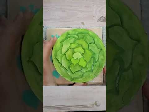 Succulent watercolor painting on Paul Rubens round watercolor block. #shorts #watercolorart  #art